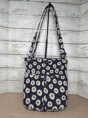 Bella Taylor Dotted Daisy Navy Hipster Crossbody Bag